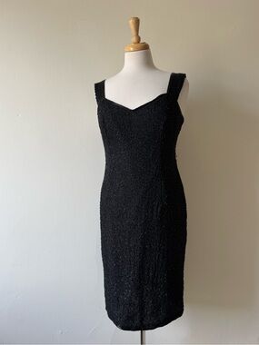 Silk & Beaded Leslie Fay Vintage Black Cocktail Dress
